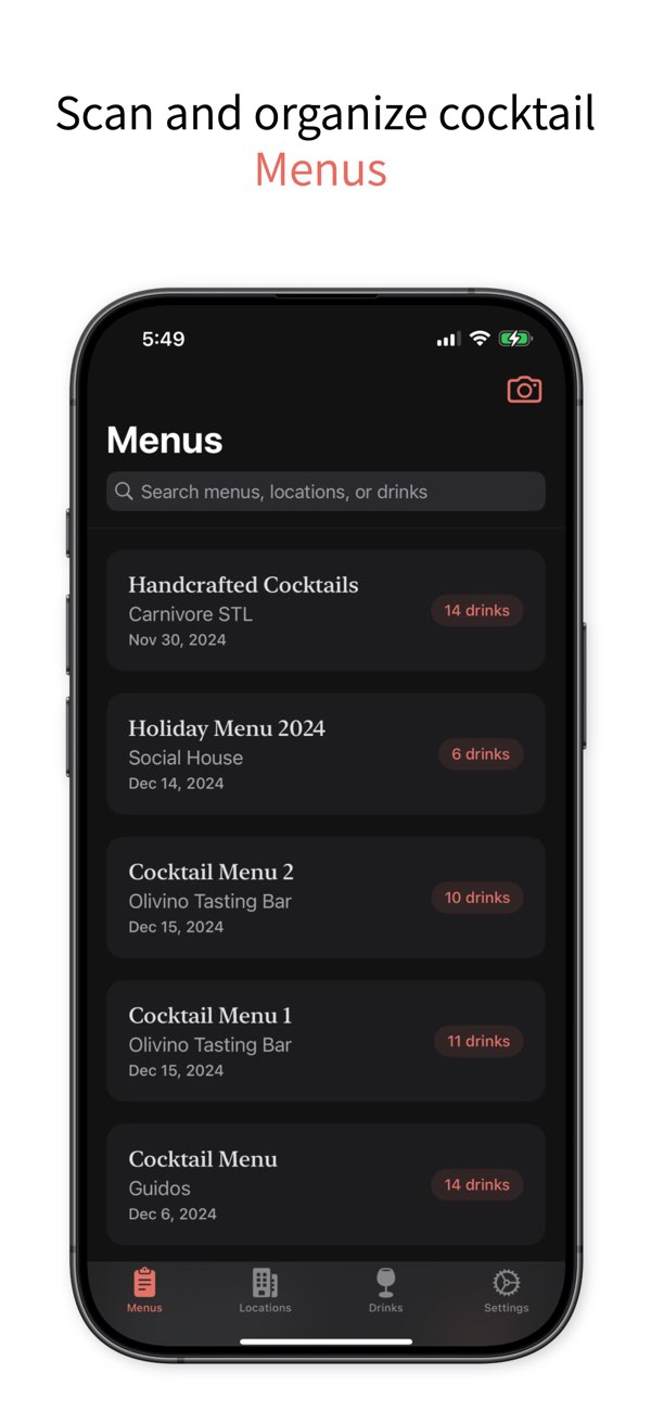 Cocktail Menus screenshot 1